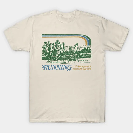 Running / 80S Vintage Style Parody Design T-Shirt