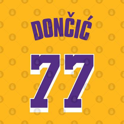 Luka Doncic Lakers Jersey Yellow (Front/Back Print) T-Shirt
