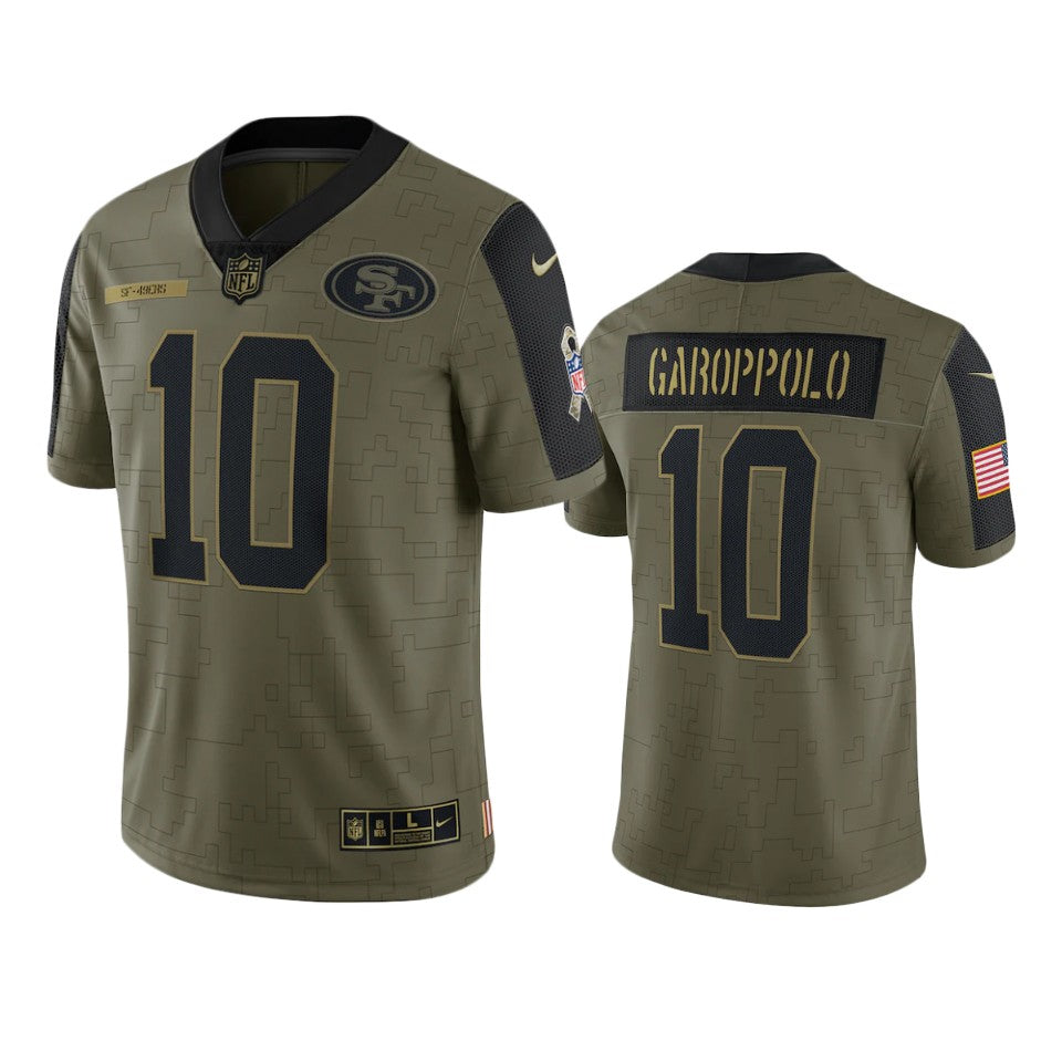 49ers Jimmy Garoppolo Limited Jersey Olive 2021 Salute To Service