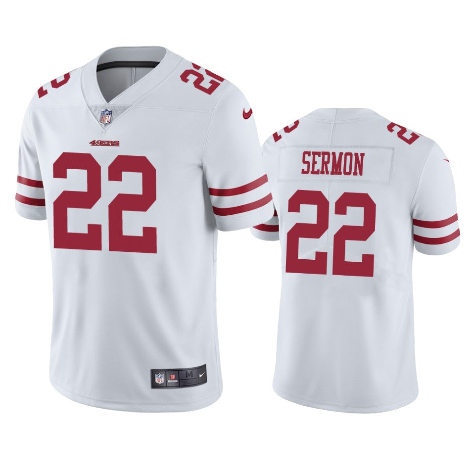49ers Trey Sermon Vapor Limited White Jersey Mens
