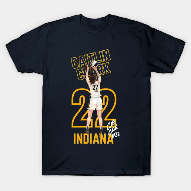 Indiana Caitlin Clark 22 Logo Shot Cartoon Women Basketball T-Shirt