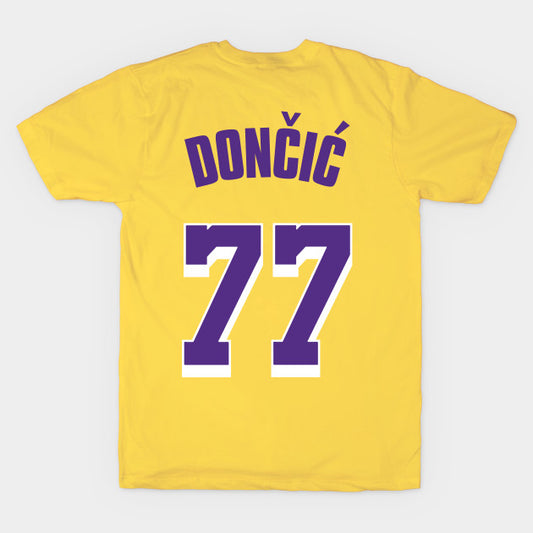 Luka Doncic Lakers Jersey Yellow (Front/Back Print) T-Shirt