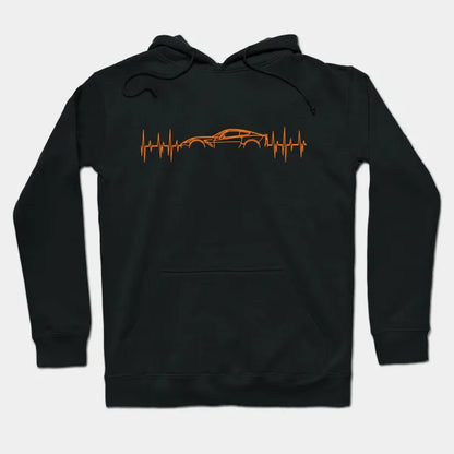 C7 Corvette Heartbeat Orange Supercar Ekg Sports Car Heart Beat Line Racecar Pulse Hoodie