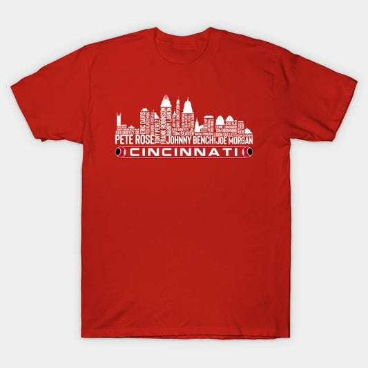 Cincinnati Baseball Team All Time Legends, Cincinnati City Skyline T-Shirt