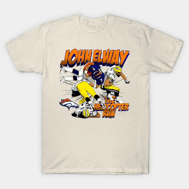John Elway'S The Helicopter Run Comic Vintage T-Shirt