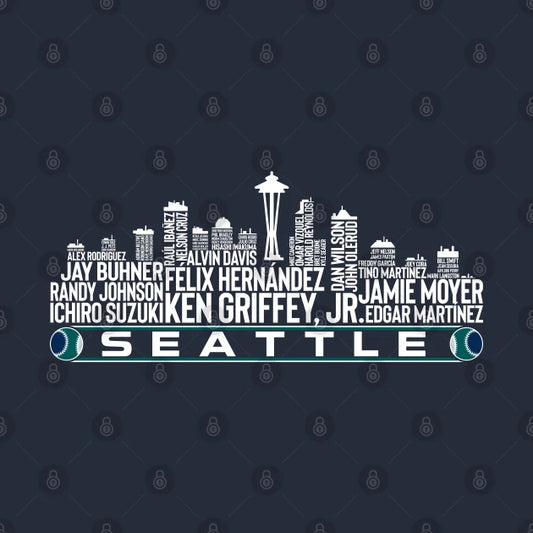 Seattle Baseball Team All Time Legends, Seattle City Skyline Hoodie