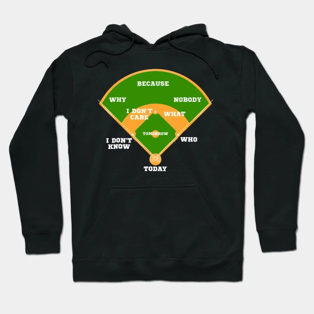 Whos On First Baseball Diamond Fielding Card Hoodie