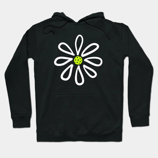 Pickleball Shirts, Flower Daisy Pickleball Center Hoodie