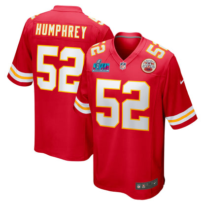 Creed Humphrey Kansas City Chiefs Super Bowl LVII Patch Game Jersey - Red