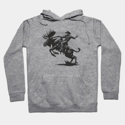 Moose Rodeo Rider - Elk Cowboy - Rodeo Hoodie