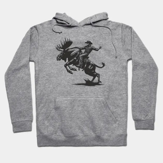 Moose Rodeo Rider - Elk Cowboy - Rodeo Hoodie