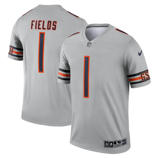 Men's Chicago Bears Justin Fields Inverted Legend Jersey Silver