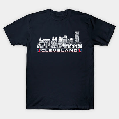 Cleveland Baseball Team All Time Legends, Cleveland City Skyline T-Shirt