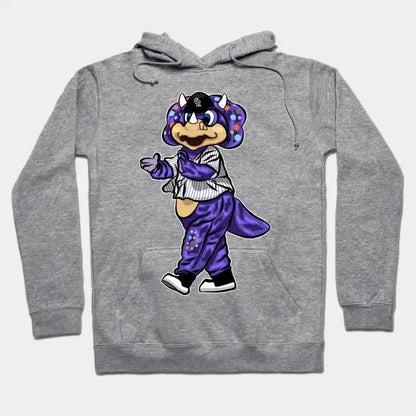 Dinger Triceratops Mascot Colorado Purple Hoodie