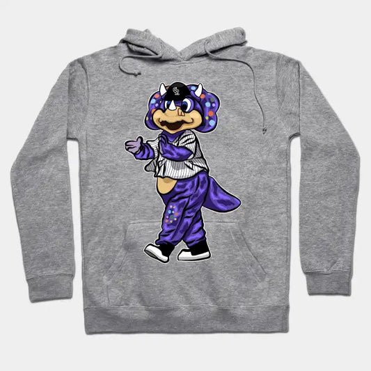 Dinger Triceratops Mascot Colorado Purple Hoodie