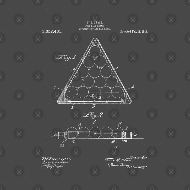 Pool Patent - Billiards Art - Antique T-Shirt