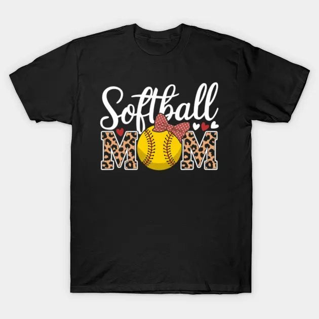 Leopard Softball Ball Mothers Day T-Shirt