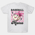 Baseball Coquette Bow Baseball Mom Mothers Day Baseball Mama T-Shirt