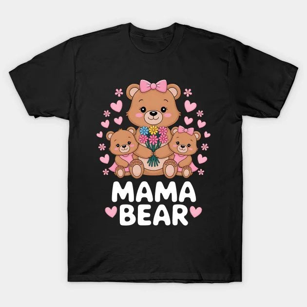 Mama Bear Women Funny Mother'S Day Teddy Bear Mom Mommy T-Shirt