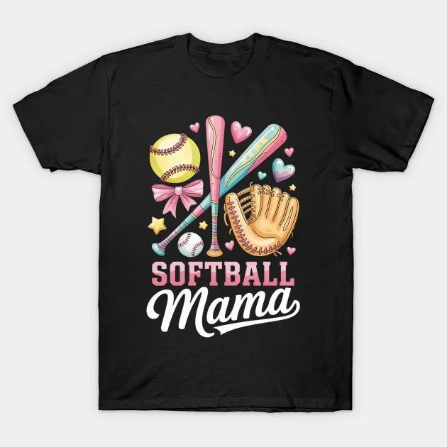Softball Coquette Funny Mother'S Day T-Shirt