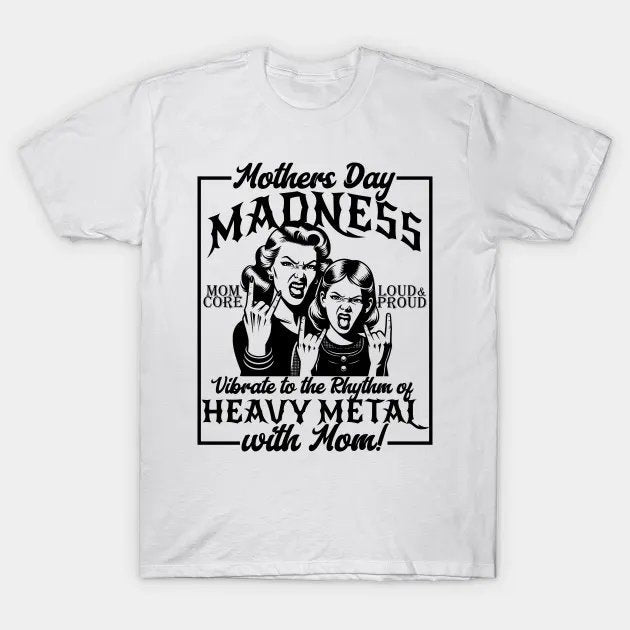 Heavy Metal Mothers Day 2025 Mom Horns Up Vintage Style T-Shirt
