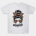 Leopard Messy Bun Mother'S Day T-Shirt