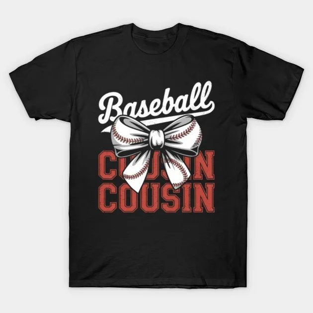 Baseball Cousin Coquette Bow Sport Lover Mothers Day T-Shirt