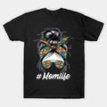 Building Block Messy Bun Mom Life Master Builder Mothers Day T-Shirt