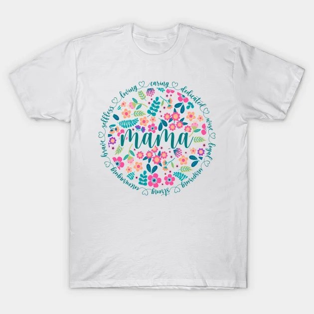 Boho Floral Mama, Mom Adjectives, She Is Mom T-Shirt