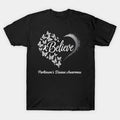 Believe Parkinsons Butterfly Gray Degenerative Disorder T-Shirt