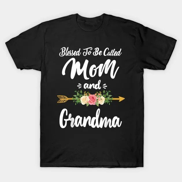 Blessed To Be Called Mom And Grandma Floral Mother'S Day T-Shirt_1 T-Shirt
