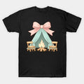 Coquette Bow Camping Camper Mothers Day Campfire Ribbon Mom T-Shirt