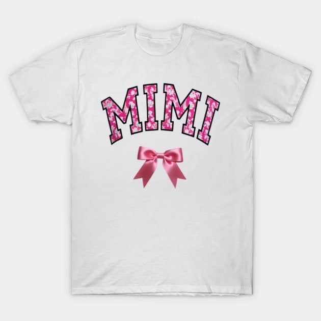 Vintage Floral Mimi Graphic With Pink Bow Gift T-Shirt