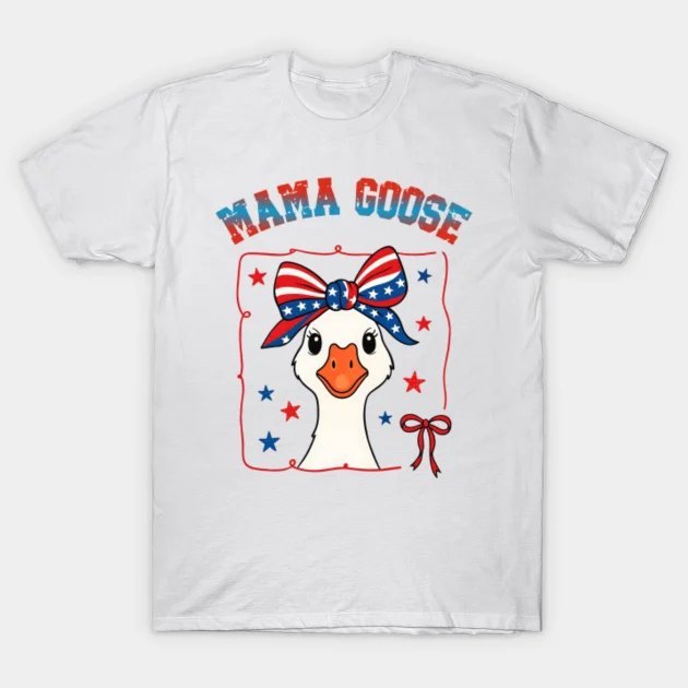 Mama Goose Patriotic Bandana With Stars Cute Retro Usa Style T-Shirt