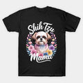 Watercolor Floral Shih Tzu Mama Dog Lovers Mother'S Day T-Shirt