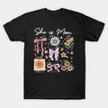 Christian She Is Mom Boho Floral Coquette Bow Mothers Day T-Shirt