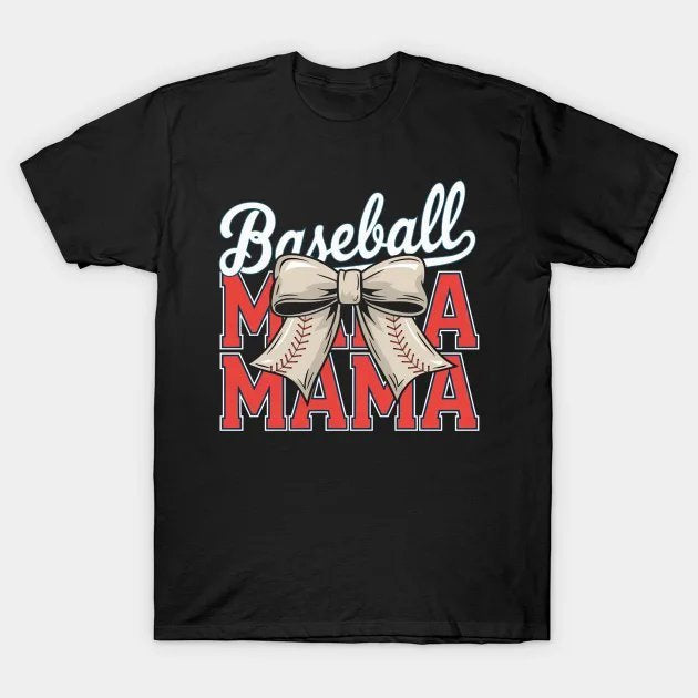 Baseball Mama Coquette Bow Game Day For Mother'S Day T-Shirt