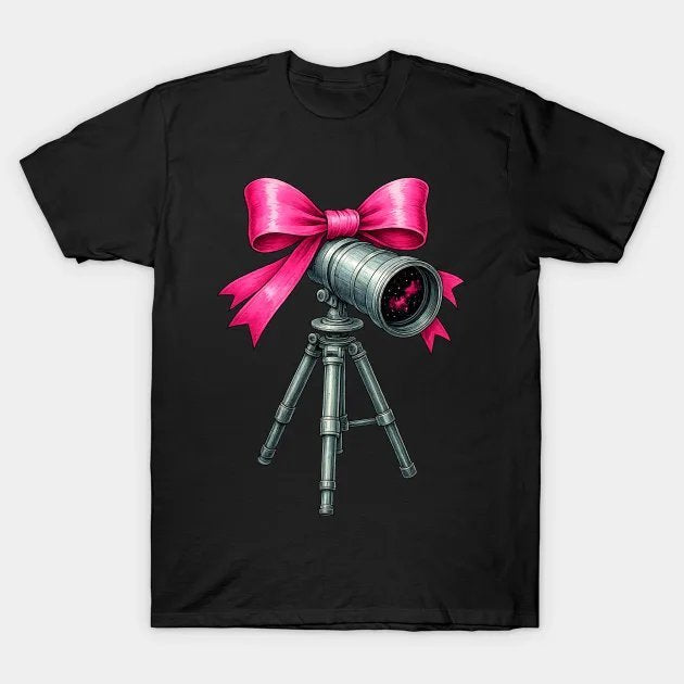 Coquette Bow Telescope Astronomy Solar System Mothers Day T-Shirt