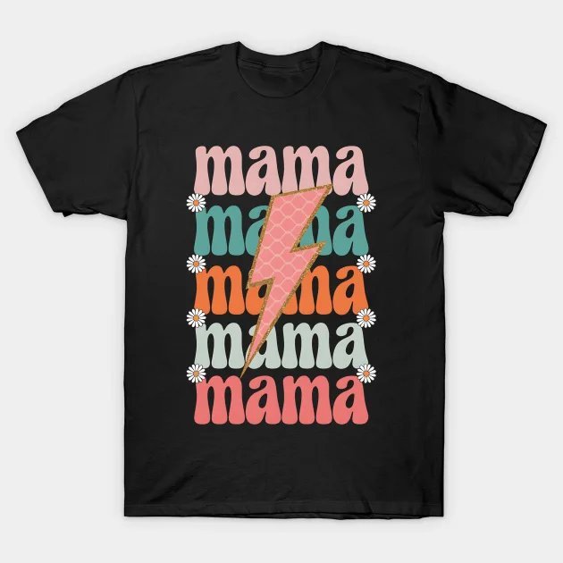 Checkered Mama Bolt Groovy Mother'S Day Mom T-Shirt