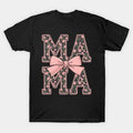 Mama Coquette Bow Groovy Pink Floral Mother'S Day Mom Life T-Shirt