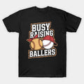 Busy Raising Ballers Softball And Baseball Leopard Print T-Shirt