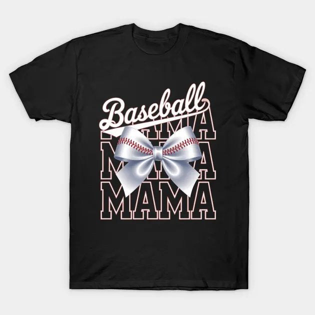 Coquette Bow Game Day Baseball Mama Softball Mother'S Day T-Shirt