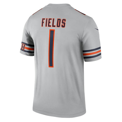 Men's Chicago Bears Justin Fields Inverted Legend Jersey Silver