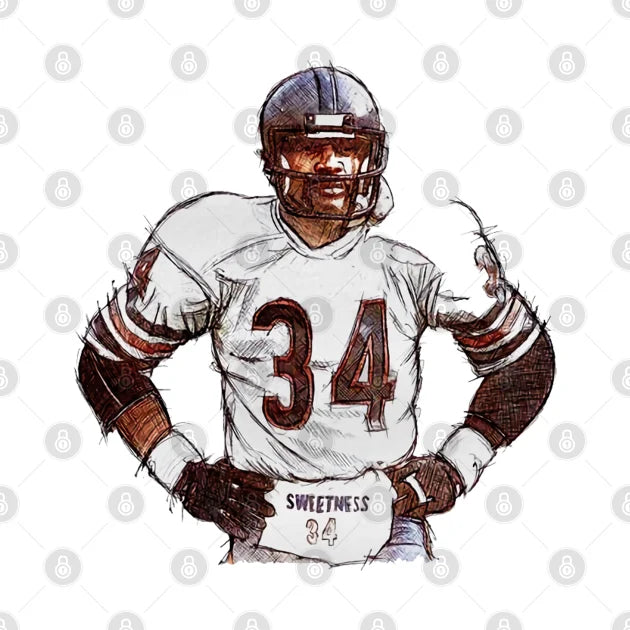 Walter Payton Chicago Sweetness Sketch T-Shirt