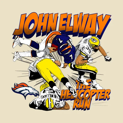 John Elway'S The Helicopter Run Comic Vintage T-Shirt