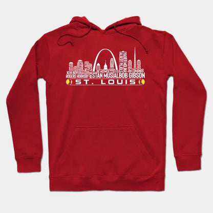 St. Louis Baseball Team All Time Legends, St. Louis City Skyline Hoodie
