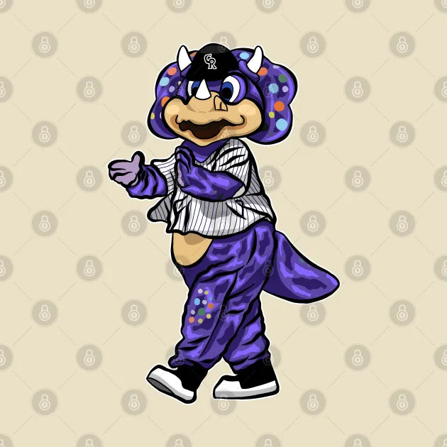 Dinger Triceratops Mascot Colorado Purple T-Shirt