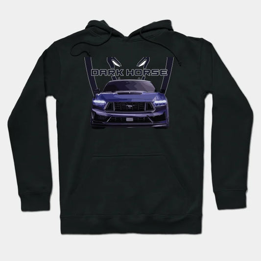 Blue Ember Dark Horse Mustang Gt 5.0L V8 Coyote Engine Performance Car S650 Hoodie