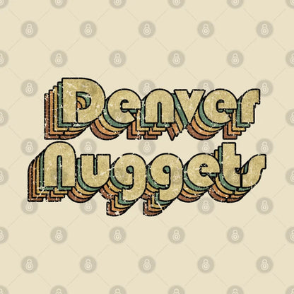 Denver Nuggets  Vintage Rainbow Typography Style  70S T-Shirt
