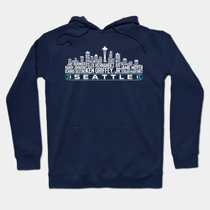 Seattle Baseball Team All Time Legends, Seattle City Skyline Hoodie